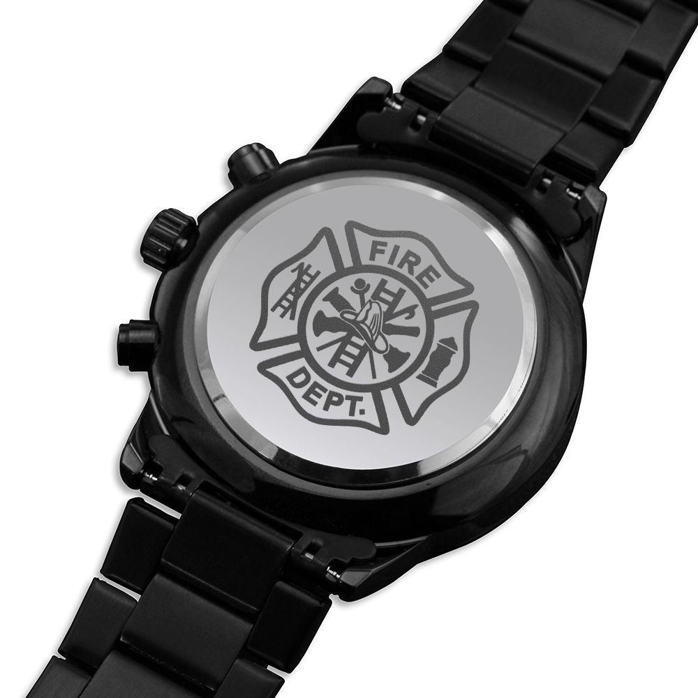 Fire Dept Engraved Multifunction Analog Stainless Steel Chronograph Men's Watch W Copper Dial-Express Your Love Gifts