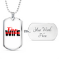 Fire Wife Firefighter Gift Stainless Steel or 18k Gold Dog Tag 24" Chain-Express Your Love Gifts