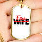 Fire Wife Firefighter Gift Stainless Steel or 18k Gold Dog Tag 24" Chain-Express Your Love Gifts