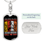 Firefighter And A Dad Keychain Stainless Steel or 18k Gold Dog Tag Keyring-Express Your Love Gifts