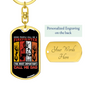 Firefighter And A Dad Keychain Stainless Steel or 18k Gold Dog Tag Keyring-Express Your Love Gifts
