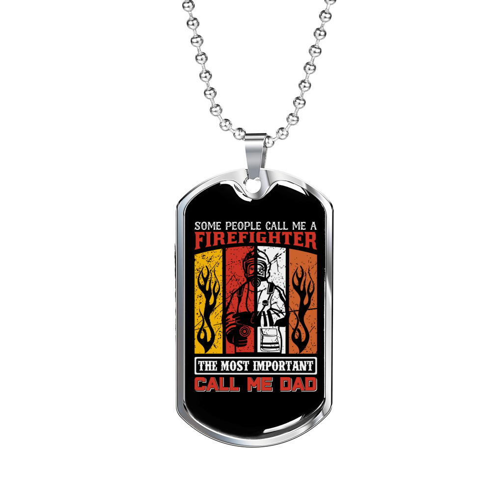 Firefighter And A Dad Necklace Stainless Steel or 18k Gold Dog Tag 24" Chain-Express Your Love Gifts