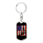 Firefighter And A Flag Keychain Stainless Steel or 18k Gold Dog Tag Keyring-Express Your Love Gifts