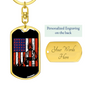 Firefighter And A Flag Keychain Stainless Steel or 18k Gold Dog Tag Keyring-Express Your Love Gifts
