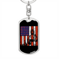 Firefighter And A Flag Keychain Stainless Steel or 18k Gold Dog Tag Keyring-Express Your Love Gifts
