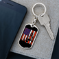 Firefighter And A Flag Keychain Stainless Steel or 18k Gold Dog Tag Keyring-Express Your Love Gifts