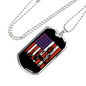 Firefighter And A Flag Necklace Stainless Steel or 18k Gold Dog Tag 24" Chain-Express Your Love Gifts