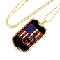 Firefighter And A Flag Necklace Stainless Steel or 18k Gold Dog Tag 24" Chain-Express Your Love Gifts