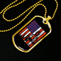 Firefighter And A Flag Necklace Stainless Steel or 18k Gold Dog Tag 24" Chain-Express Your Love Gifts