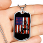 Firefighter And A Flag Necklace Stainless Steel or 18k Gold Dog Tag 24" Chain-Express Your Love Gifts