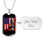 Firefighter And A Flag Necklace Stainless Steel or 18k Gold Dog Tag 24" Chain-Express Your Love Gifts