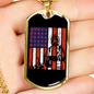 Firefighter And A Flag Necklace Stainless Steel or 18k Gold Dog Tag 24" Chain-Express Your Love Gifts