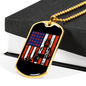 Firefighter And A Flag Necklace Stainless Steel or 18k Gold Dog Tag 24" Chain-Express Your Love Gifts