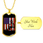 Firefighter And A Flag Necklace Stainless Steel or 18k Gold Dog Tag 24" Chain-Express Your Love Gifts