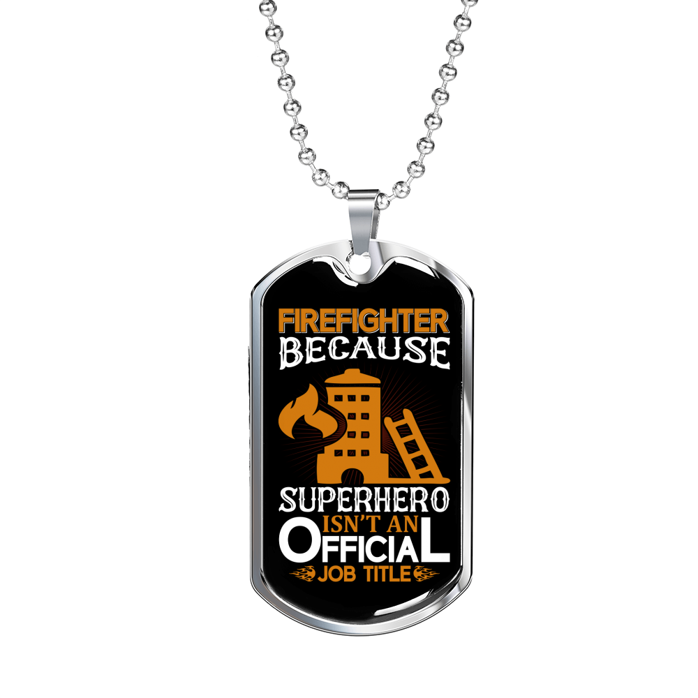 Firefighter And A Superhero Necklace Stainless Steel or 18k Gold Dog Tag 24" Chain-Express Your Love Gifts