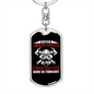 Firefighter Born In February Keychain Stainless Steel or 18k Gold Dog Tag Keyring-Express Your Love Gifts