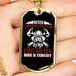 Firefighter Born In February Necklace Stainless Steel or 18k Gold Dog Tag 24" Chain-Express Your Love Gifts