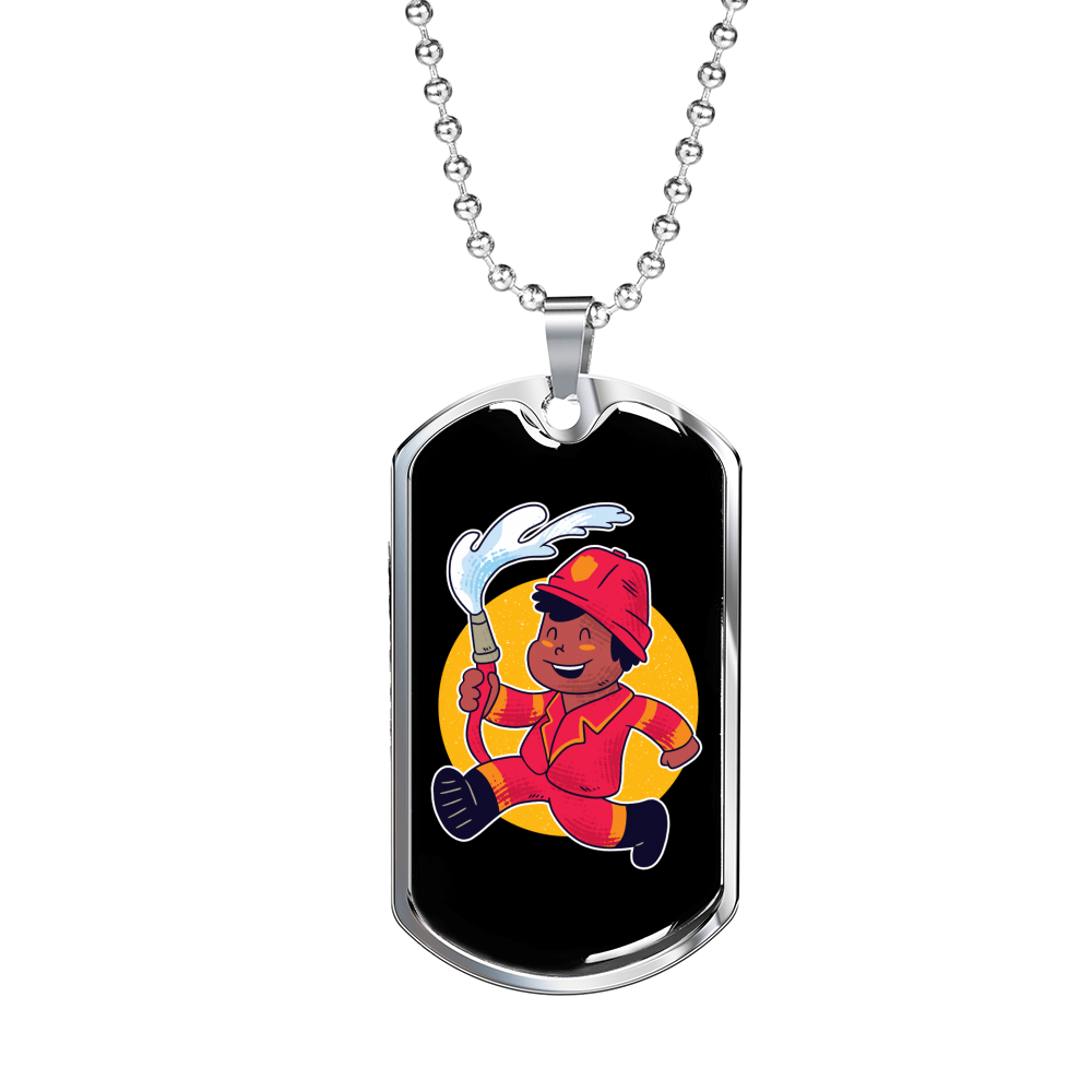 Firefighter Boy Red Necklace Stainless Steel or 18k Gold Dog Tag 24" Chain-Express Your Love Gifts