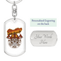 Firefighter Department Keychain Stainless Steel or 18k Gold Dog Tag Keyring-Express Your Love Gifts