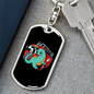 Firefighter Dinosaur Keychain Stainless Steel or 18k Gold Dog Tag Keyring-Express Your Love Gifts