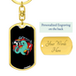 Firefighter Dinosaur Keychain Stainless Steel or 18k Gold Dog Tag Keyring-Express Your Love Gifts