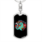 Firefighter Dinosaur Keychain Stainless Steel or 18k Gold Dog Tag Keyring-Express Your Love Gifts