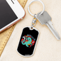 Firefighter Dinosaur Keychain Stainless Steel or 18k Gold Dog Tag Keyring-Express Your Love Gifts