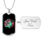 Firefighter Dinosaur Necklace Stainless Steel or 18k Gold Dog Tag 24" Chain-Express Your Love Gifts