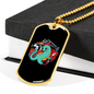 Firefighter Dinosaur Necklace Stainless Steel or 18k Gold Dog Tag 24" Chain-Express Your Love Gifts