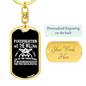 Firefighter Doing The Impossible Keychain Stainless Steel or 18k Gold Dog Tag Keyring-Express Your Love Gifts
