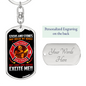 Firefighter Fire Rescue Keychain Stainless Steel or 18k Gold Dog Tag Keyring-Express Your Love Gifts