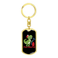 Firefighter Fire Saures Keychain Stainless Steel or 18k Gold Dog Tag Keyring-Express Your Love Gifts