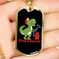 Firefighter Fire Saures Necklace Stainless Steel or 18k Gold Dog Tag 24" Chain-Express Your Love Gifts