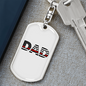 Firefighter Flag Dad Keychain Stainless Steel or 18k Gold Dog Tag Keyring-Express Your Love Gifts