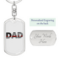 Firefighter Flag Dad Keychain Stainless Steel or 18k Gold Dog Tag Keyring-Express Your Love Gifts