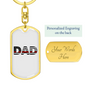 Firefighter Flag Dad Keychain Stainless Steel or 18k Gold Dog Tag Keyring-Express Your Love Gifts
