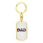 Firefighter Flag Dad Keychain Stainless Steel or 18k Gold Dog Tag Keyring-Express Your Love Gifts