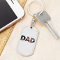 Firefighter Flag Dad Keychain Stainless Steel or 18k Gold Dog Tag Keyring-Express Your Love Gifts