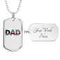 Firefighter Flag Dad Necklace Stainless Steel or 18k Gold Dog Tag 24" Chain-Express Your Love Gifts