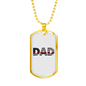 Firefighter Flag Dad Necklace Stainless Steel or 18k Gold Dog Tag 24" Chain-Express Your Love Gifts