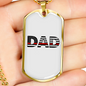 Firefighter Flag Dad Necklace Stainless Steel or 18k Gold Dog Tag 24" Chain-Express Your Love Gifts