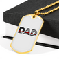 Firefighter Flag Dad Necklace Stainless Steel or 18k Gold Dog Tag 24" Chain-Express Your Love Gifts