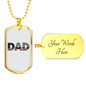 Firefighter Flag Dad Necklace Stainless Steel or 18k Gold Dog Tag 24" Chain-Express Your Love Gifts