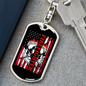 Firefighter Flag Keychain Stainless Steel or 18k Gold Dog Tag Keyring-Express Your Love Gifts