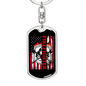 Firefighter Flag Keychain Stainless Steel or 18k Gold Dog Tag Keyring-Express Your Love Gifts