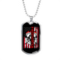 Firefighter Flag Necklace Stainless Steel or 18k Gold Dog Tag 24" Chain-Express Your Love Gifts