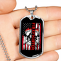 Firefighter Flag Necklace Stainless Steel or 18k Gold Dog Tag 24" Chain-Express Your Love Gifts
