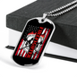 Firefighter Flag Necklace Stainless Steel or 18k Gold Dog Tag 24" Chain-Express Your Love Gifts