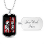 Firefighter Flag Necklace Stainless Steel or 18k Gold Dog Tag 24" Chain-Express Your Love Gifts