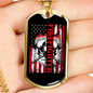 Firefighter Flag Necklace Stainless Steel or 18k Gold Dog Tag 24" Chain-Express Your Love Gifts